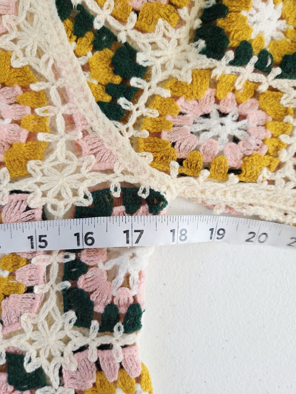 Rebellian Again Boho Crochet Sweater Cream, Mustard, Pink, Dk Green small - Picture 6 of 10